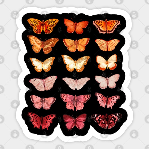 The Lesbian Flag Color Butterfly - A Subtle Sapphic Pride Symbol fo June Pride Month Parade Sticker by Ministry Of Frogs